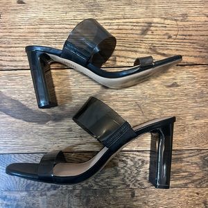 BCBG Black Clear Strap Heels